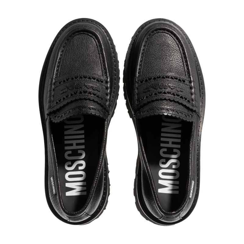 Moschino Mocassin Hearted Brogue Sporty Nero(Image 5)
