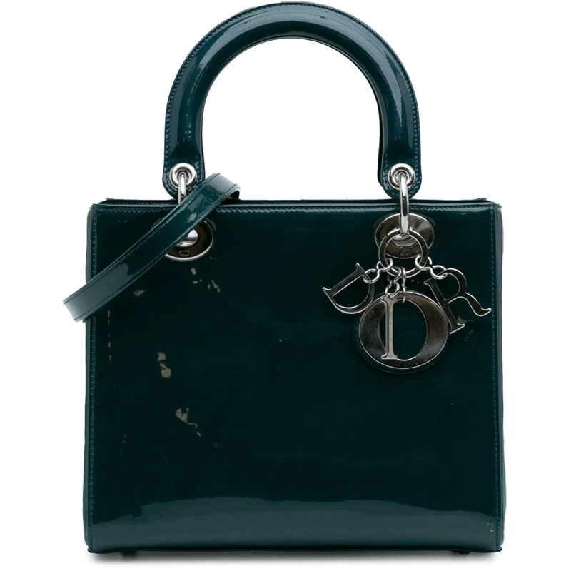 Christian Dior Schultertasche Medium Patent Lady Dior grün
