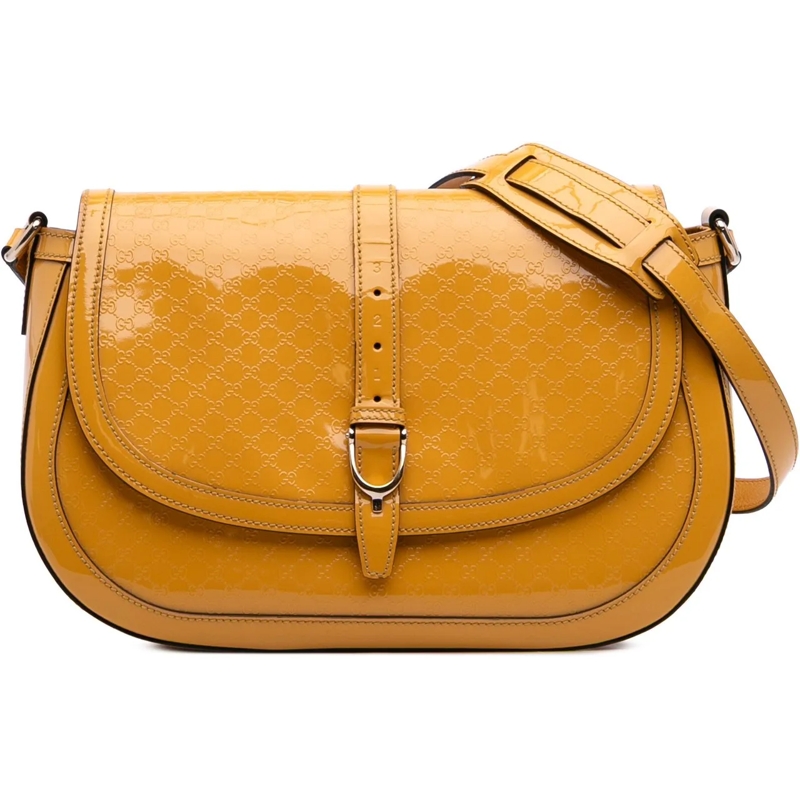 Gucci Sac à bandoulière Microguccissima Patent Stirrup Crossbody gelb
