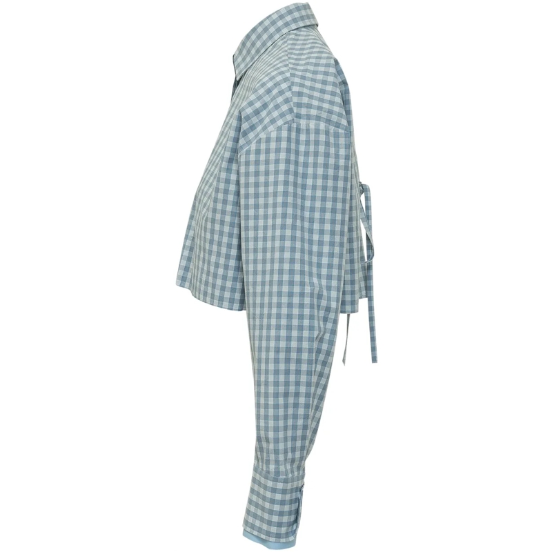 MSGM Chemisier Camicia Corta a Quadri hellblau(Image 3)