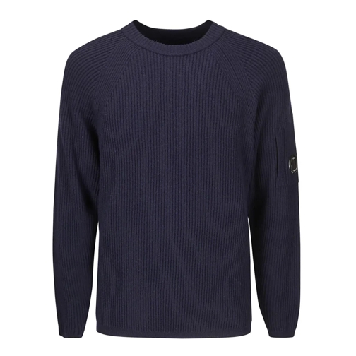 CP Company Trui Long-Sleeved Ribbed Sweater In Wool Blend Blue