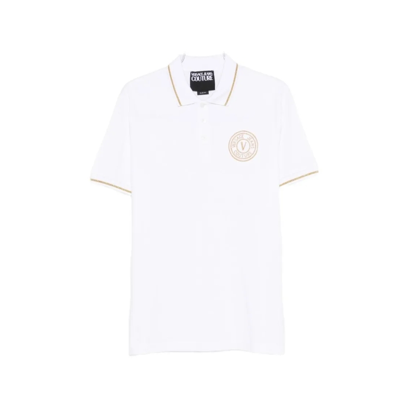 Versace Jeans Couture Polo shirt Short-Sleeved Polo Shirt With Gold Trim White