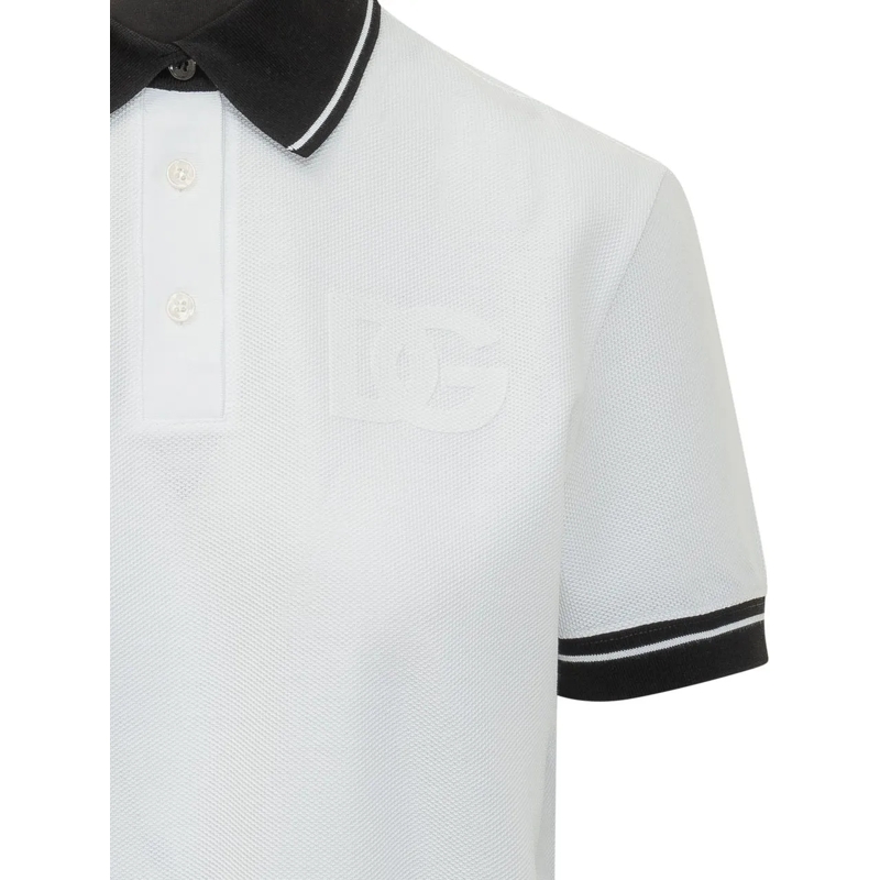 Dolce&Gabbana Polo Polo a Maniche Corte con Colletto a Contrasto weiß(Image 3)