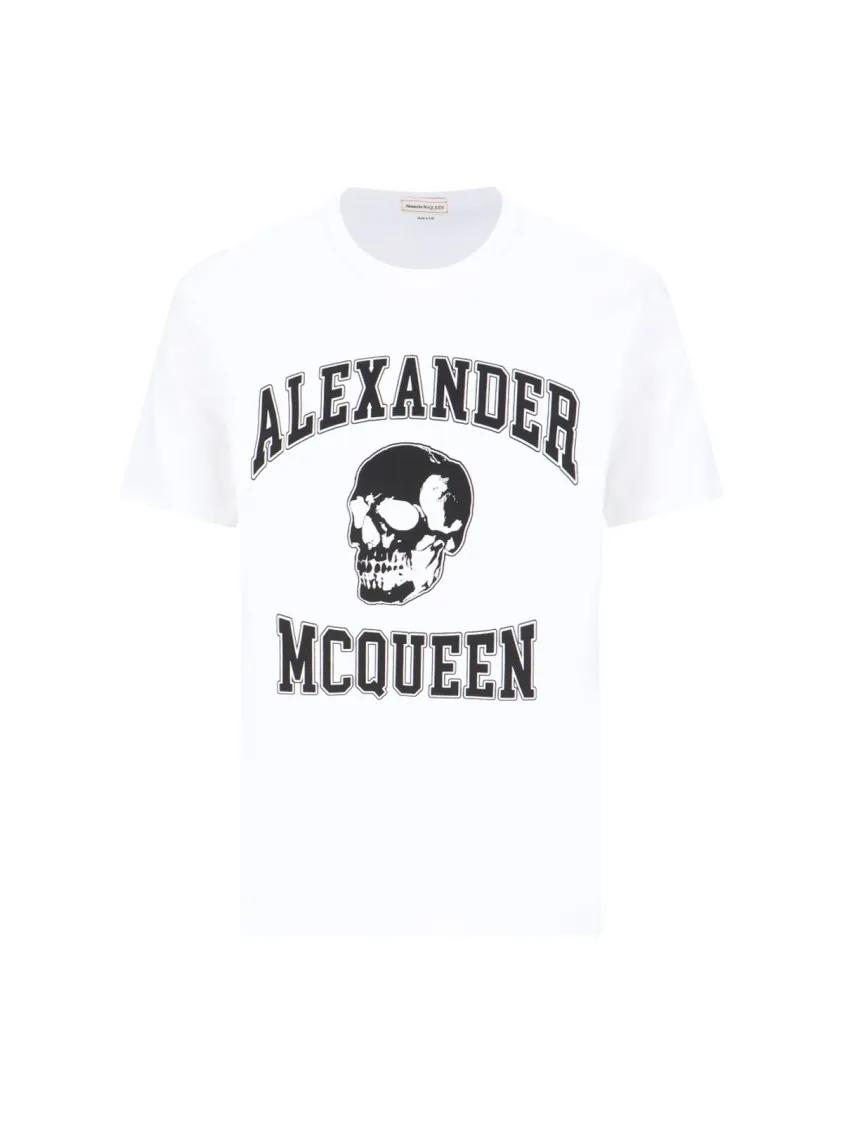 Thumbnail - Alexander McQueen - "Varsity" White Cotton T-Shirt - Größe L - weiß