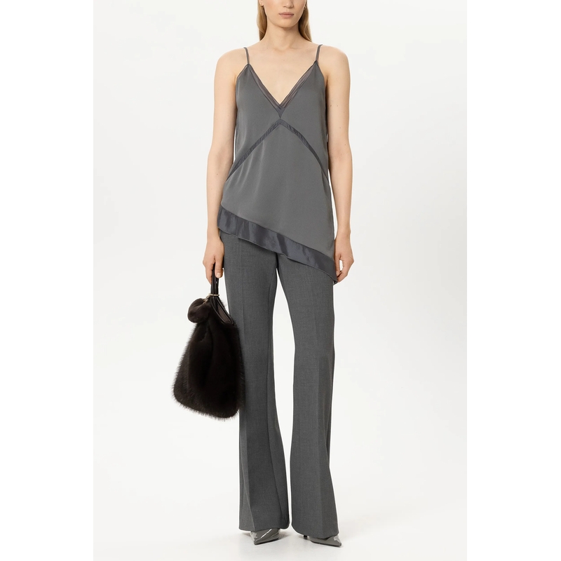 Luisa Cerano Hemdje Satin-Organza-Top heather grey(Image 2)