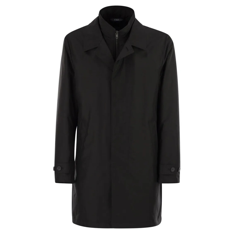 Fay Parka Morning Coat In Technical Poplin Black