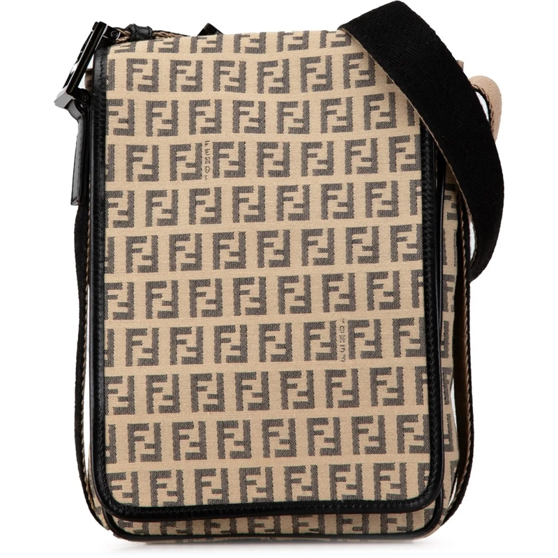 Fendi Schultertasche Zucchino Canvas Crossbody braun