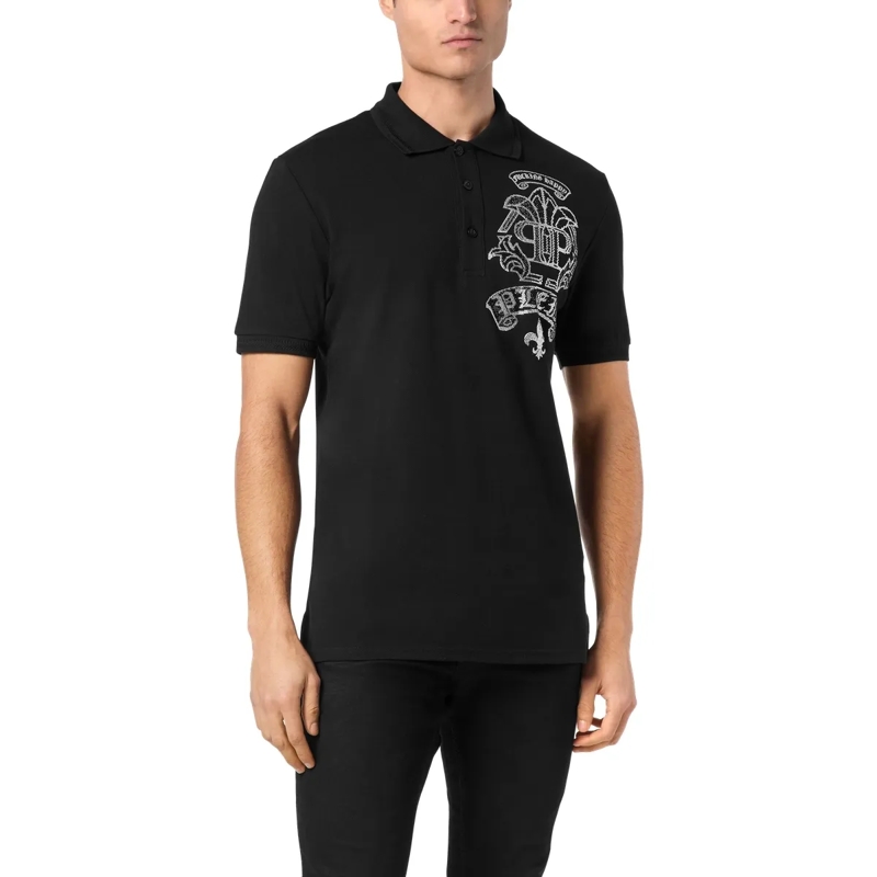 Philipp Plein Top Poloshirt Tattoo Mit Schmucksteinen schwarz(Image 3)