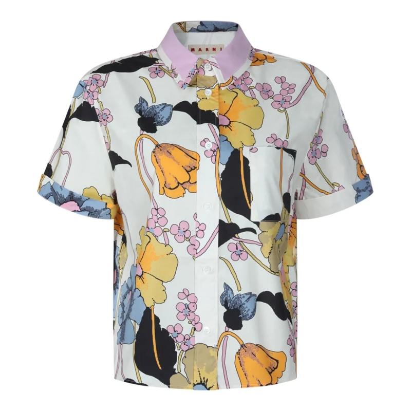 Marni Overhemd White Cotton Shirt Multicolor
