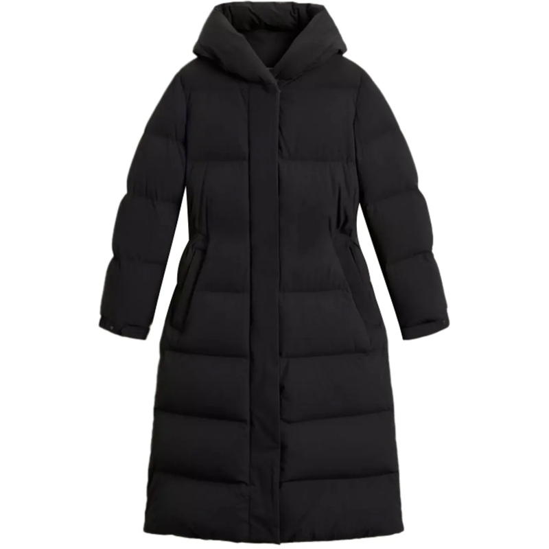 Woolrich  Horizontal Quilted Long Padded Jacket Black