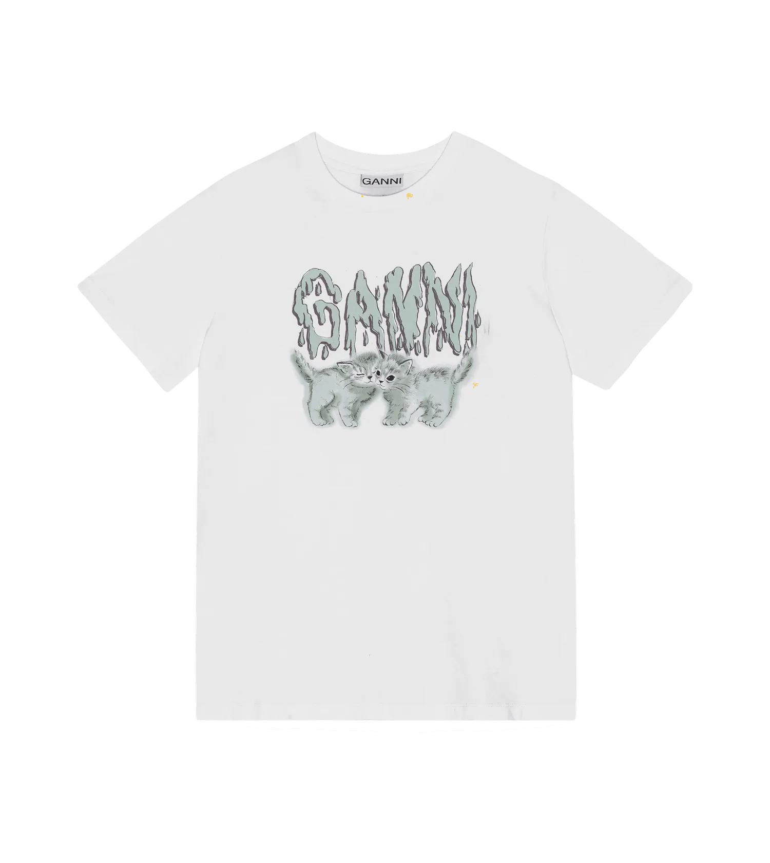 GANNI - T-Shirt mit Logo-Print - Größe M - weiß