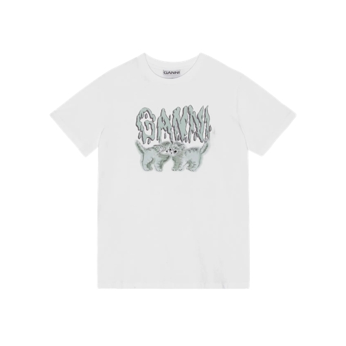 GANNI T-Shirt mit Logo-Print 151 bright white Camicie