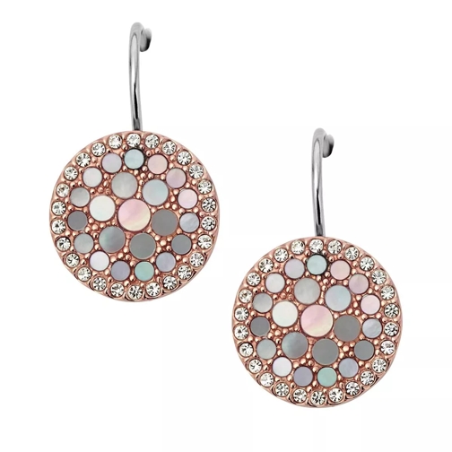 Fossil Val Mosaic Mother-of-Pearl Disc Drop Earring Pink, Rose Gold Örhänge