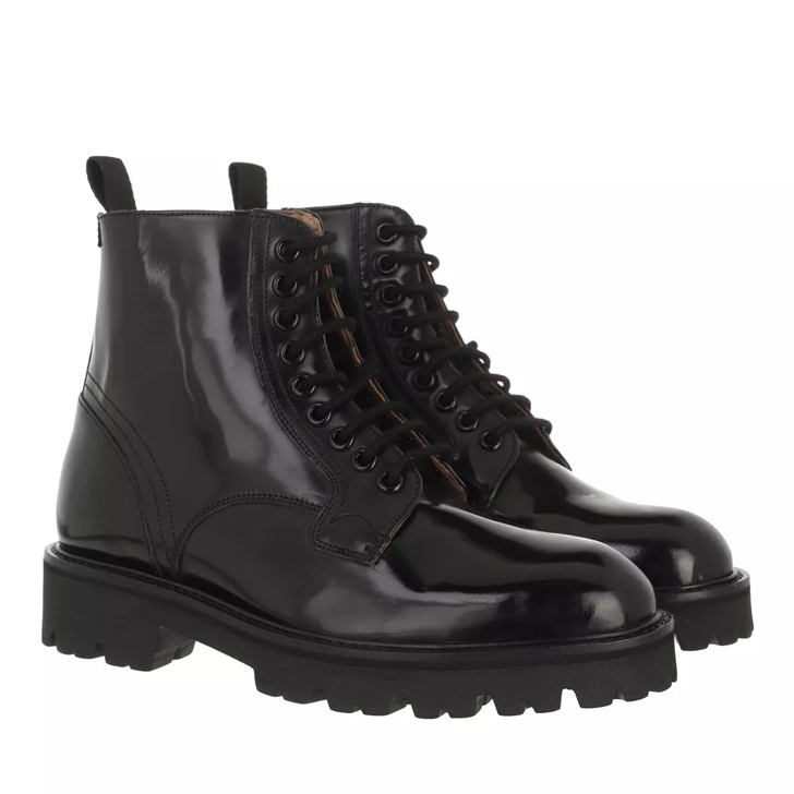 Black patent lace up chunky ankle boots online