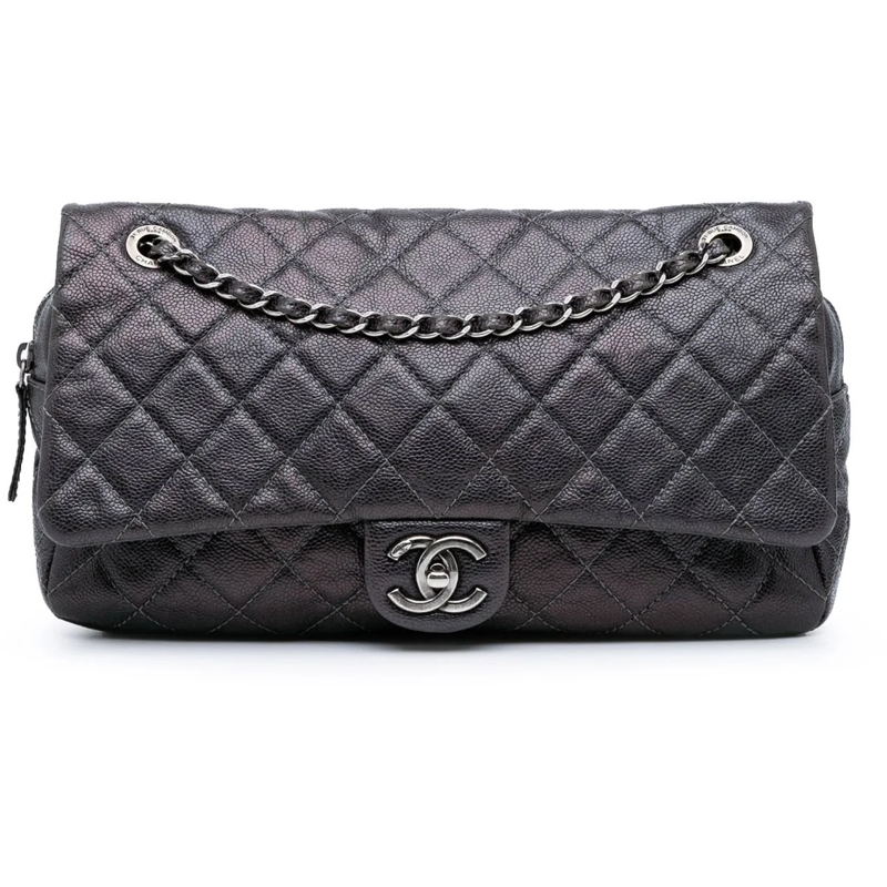 Chanel Sac à bandoulière Jumbo Quilted Caviar Easy Flap lila