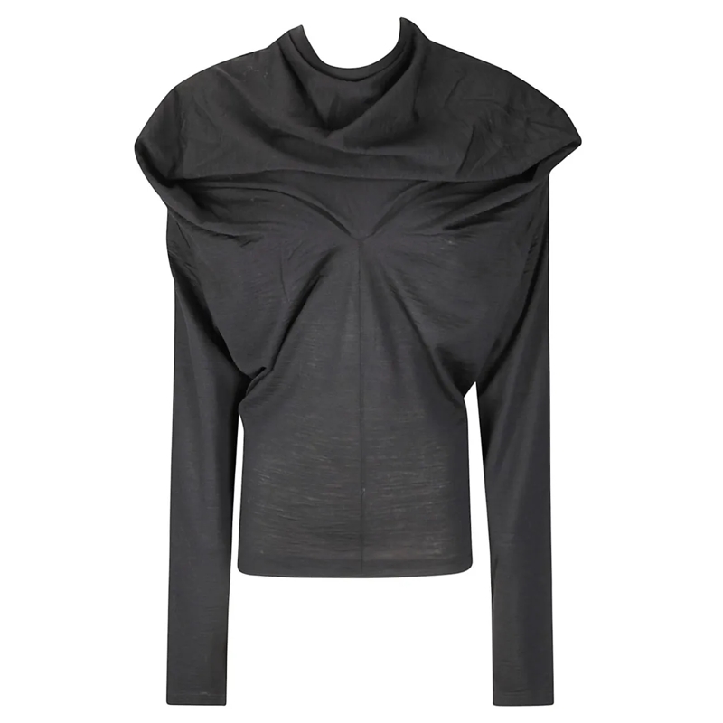 MM6 Maison Margiela Blouse Slim Fit Long-Sleeve Top Black