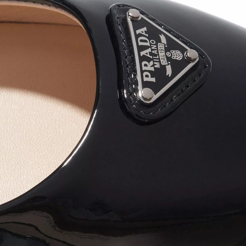 Prada Ballerinas Logo Ballet Flats Patent Black(Image 2)