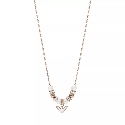 Emporio Armani White Mother of Pearl Components Necklace Rose Gold Medium Necklace