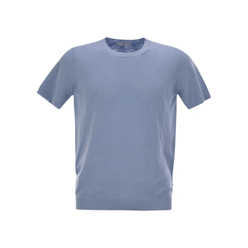Pt Torino Pull Crew-Neck Short-Sleeved Cotton Jersey Blue
