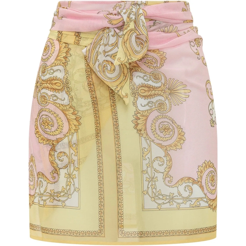 Versace Minirock Pareo con Nodo e Stampa Ornamentale mehrfarbig