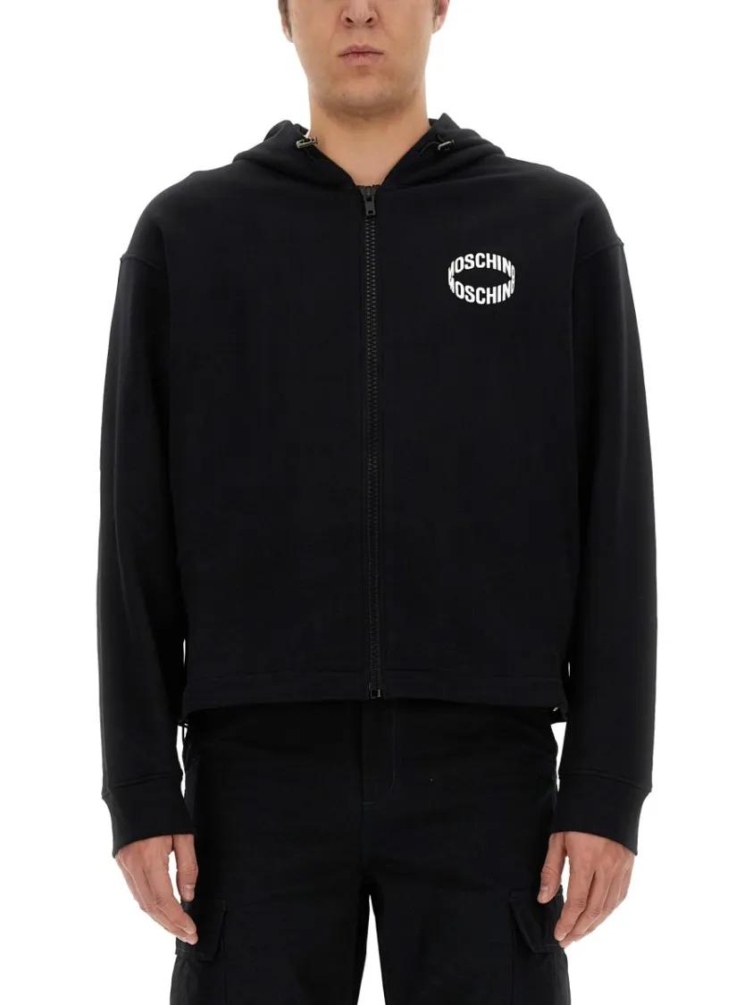 Thumbnail - Moschino - Zip-Up Front Sweatshirt - Größe 52 - schwarz