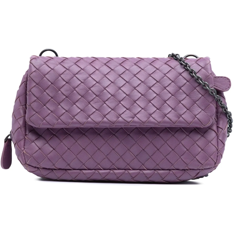 Bottega Veneta Sac à bandoulière Mini Nappa Intrecciato Expandable Chain Flap Cross lila