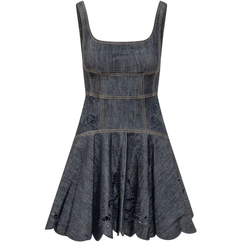 Self Portrait Minikleid Mini Abito con Ricami Floreali blau