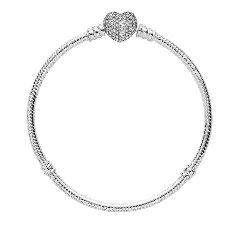 Pandora Armband Moments Schlangen-Gliederarmband mit Funkelndem Herz-Verschluss