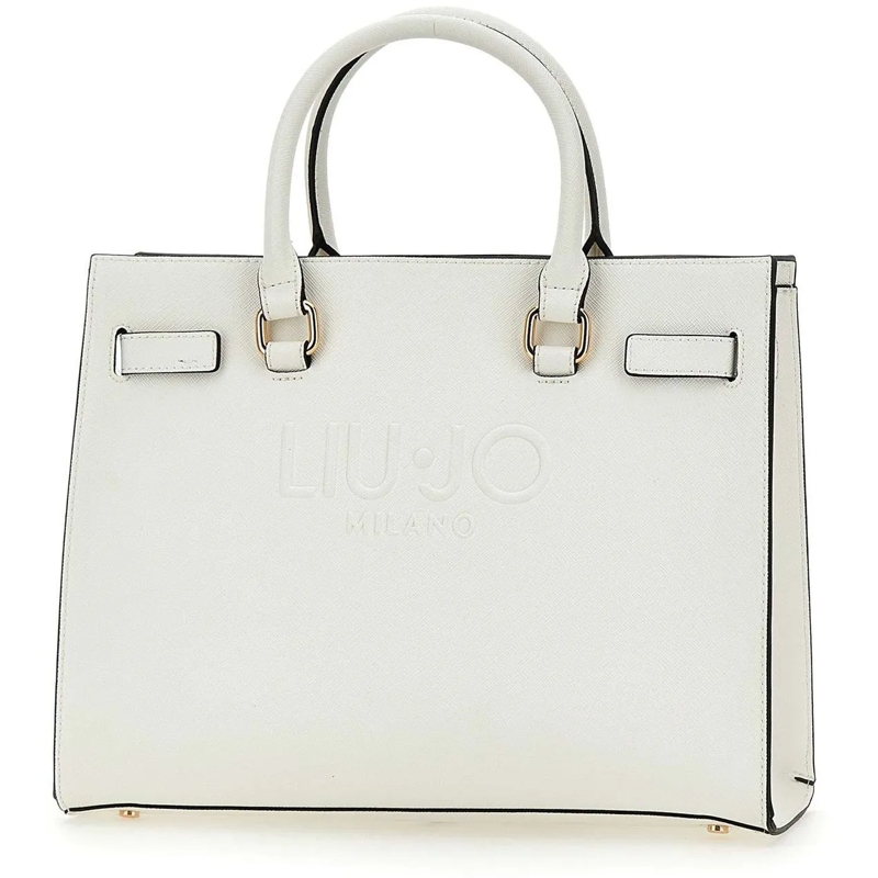 LIU JO Schultertasche Structured Shoulder Bag With Prominent Logo And Ve White
