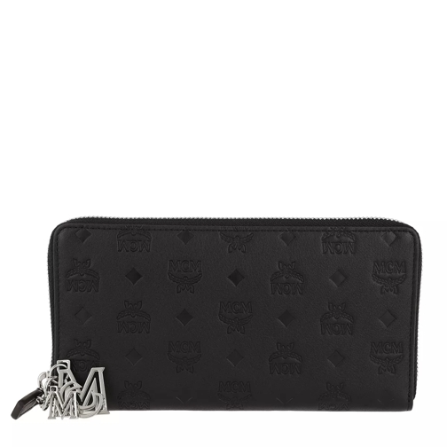 MCM Klara Monogrammed Leather Wallet Large Black Continental Wallet