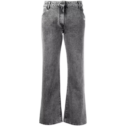 Off-White Cropped Leg Mid-Rise Denim Jeans Grey Cropped jeans