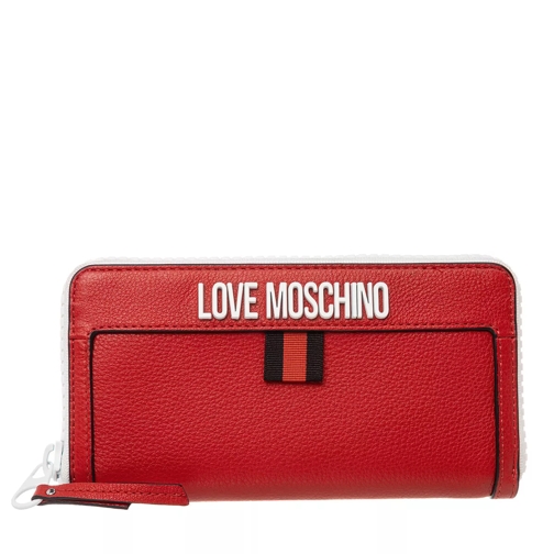 Love Moschino Portaf Vit Natural Grain  Rosso Portemonnaie mit Zip-Around-Reißverschluss