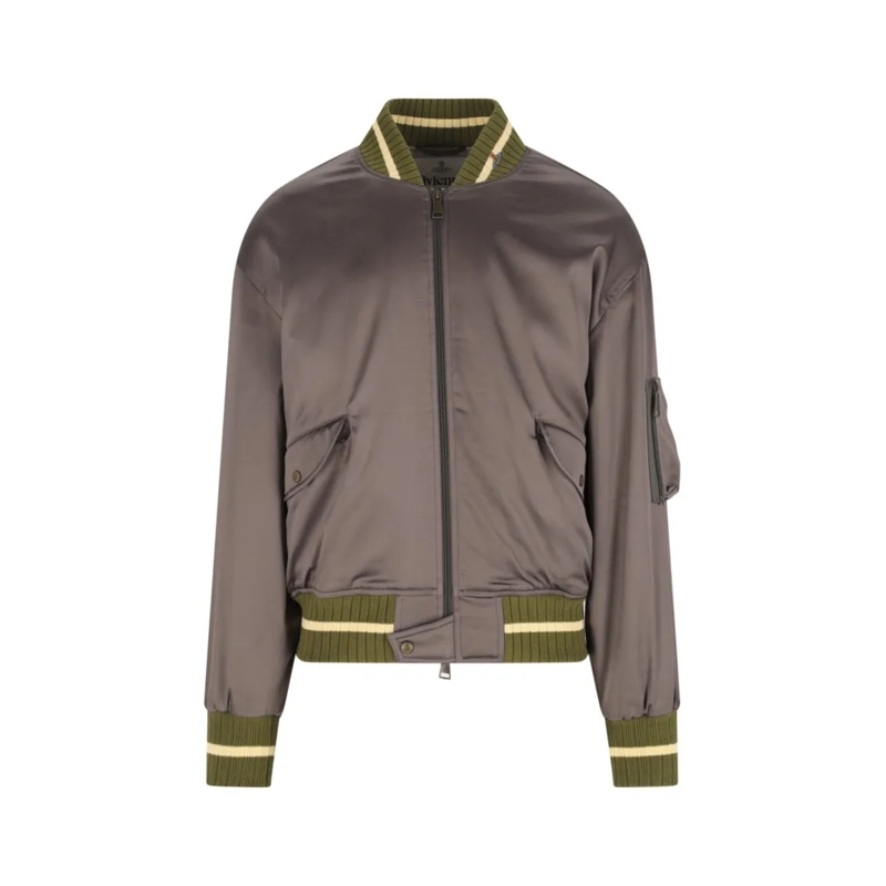 Vivienne Westwood Bomberjacke Bomber-Style Grey Jacket With Ribbed Details Grey