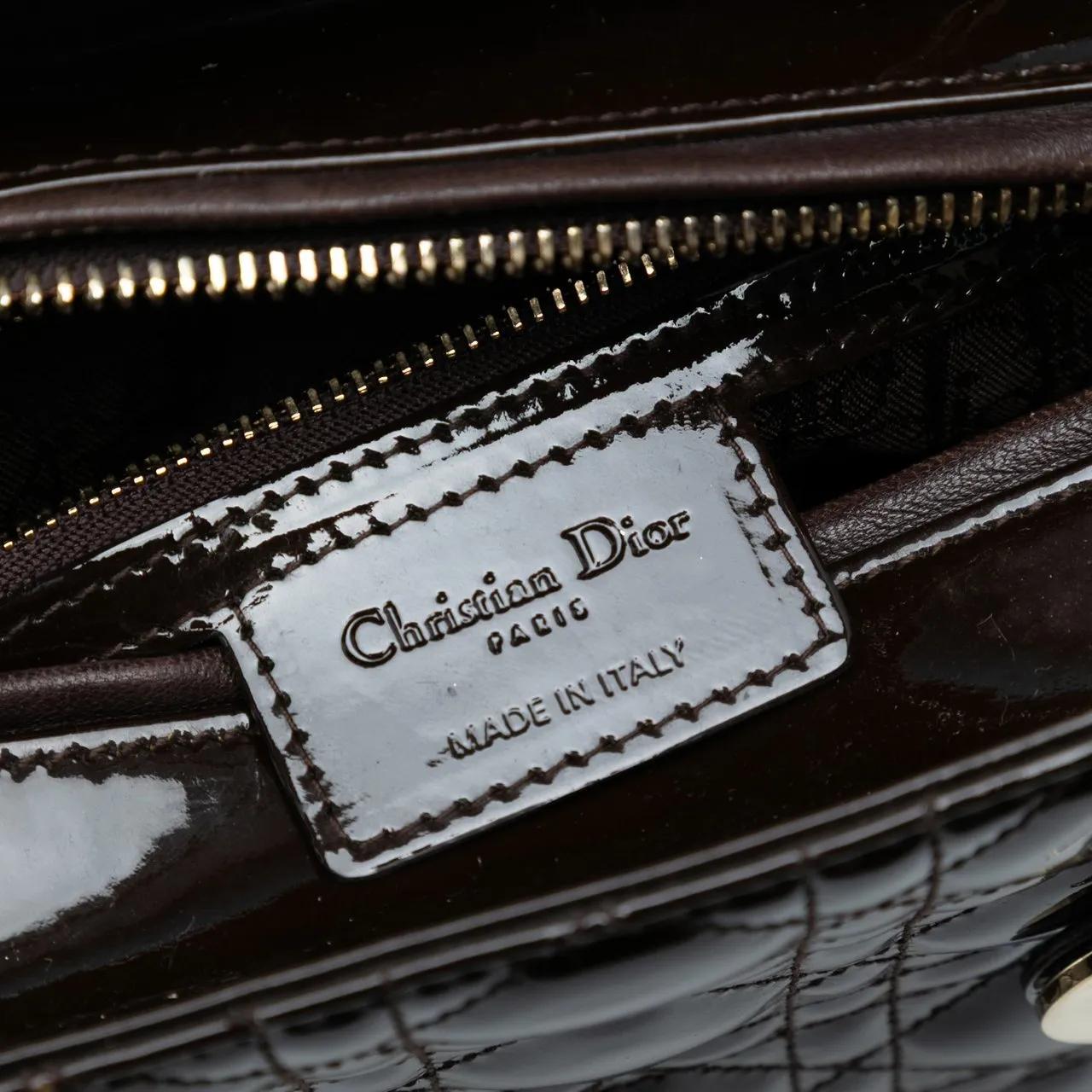 Thumbnail - Christian Dior Hobo Bags - Medium Patent Cannage Lady Dior - Gr. unisize - in Braun - für Damen