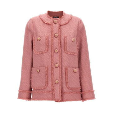 【関税&送料込】Dolce & Gabbana Fuchsia Tweed Blazer Dolce&Gabbana Tweed Blazer With Fringed Piping Pink | Blazer