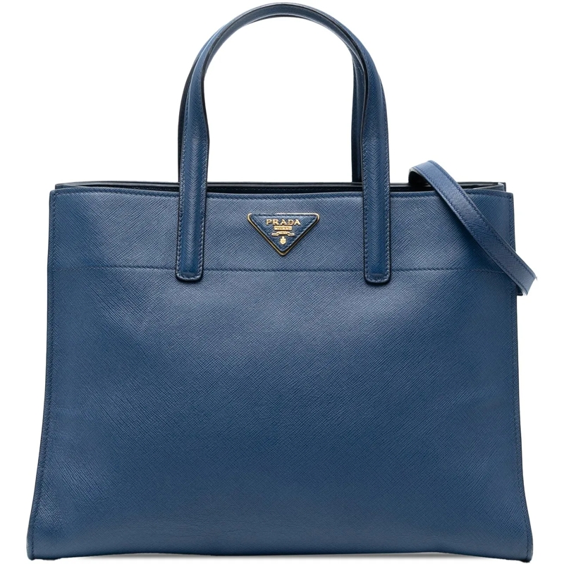 Prada Sac à bandoulière Saffiano Soft Triple Pocket Tote blau