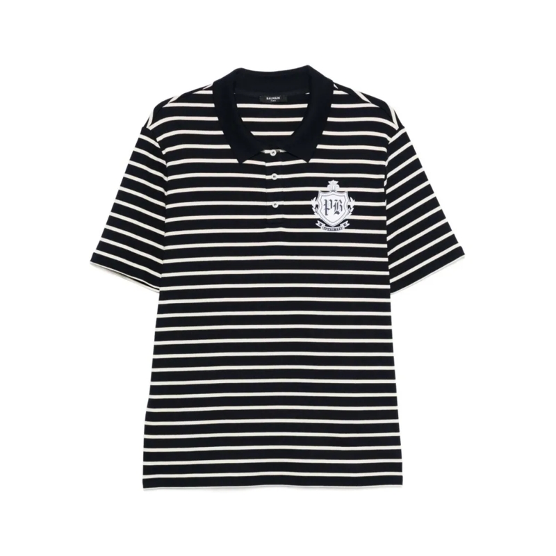 Balmain Polohemd Striped Black Polo Shirt Black