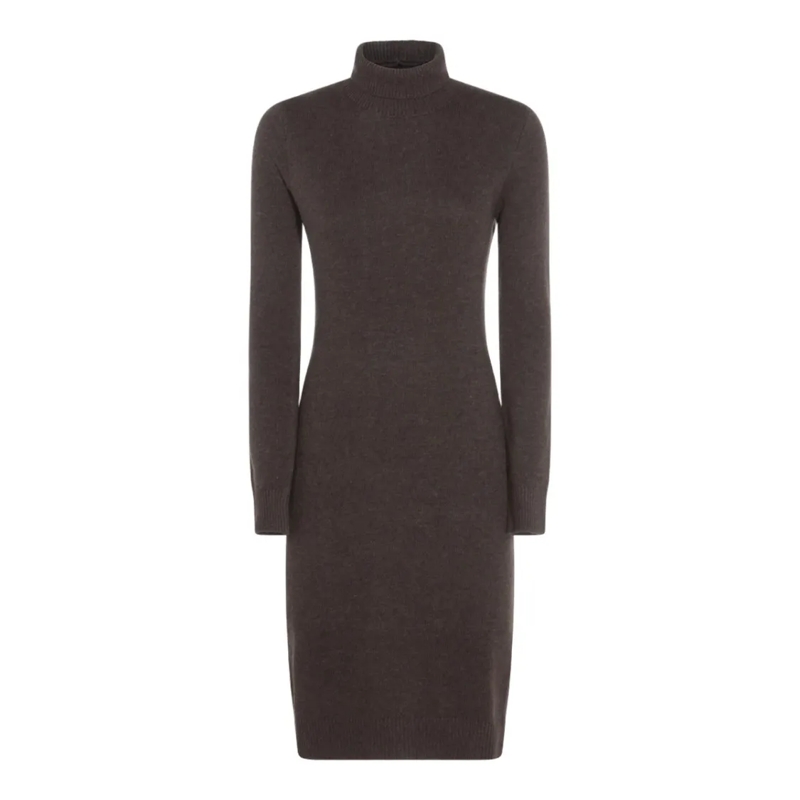 MM6 Maison Margiela Midi-jurk Knee-Length Fitted Dress With Ribbed Texture Black