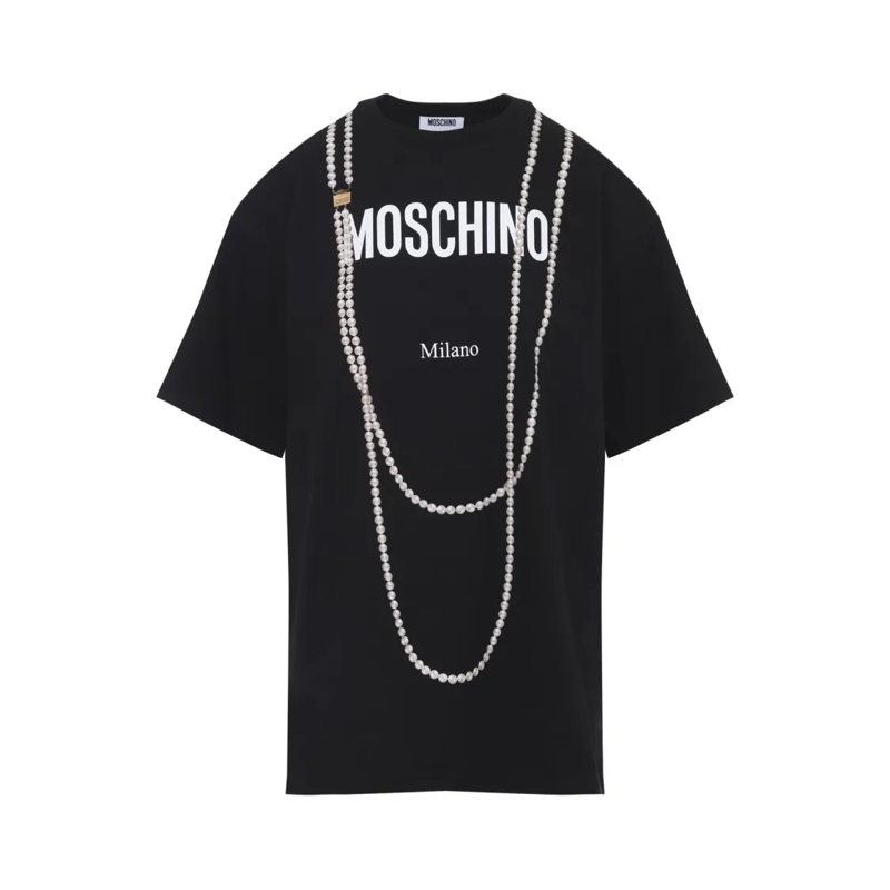 Moschino T-Shirt Graphic Black T-Shirt With Bold Logo Black