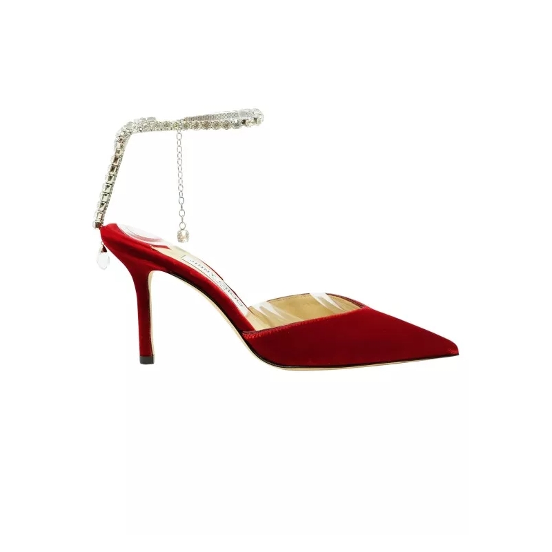 Christian Louboutin Pumps Red Velvet Saeda Slingback Red