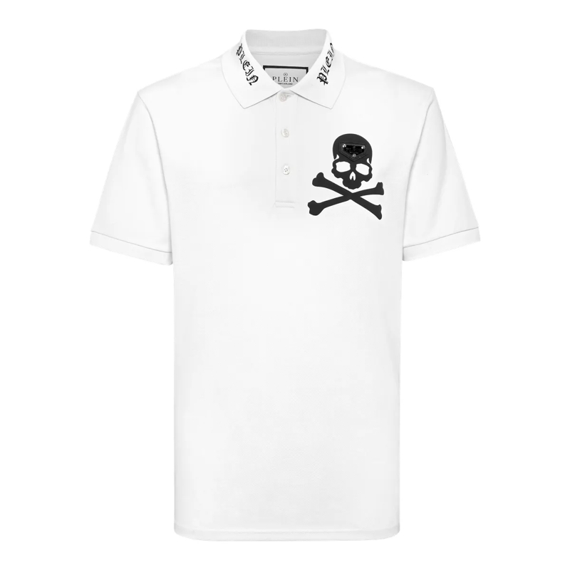 Philipp Plein Top Polohemd Skull weiss