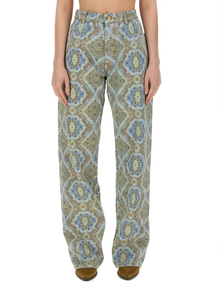 Thumbnail - Etro - Paisley-Print High-Waisted Wide-Leg Jeans - Größe 27 - bunt