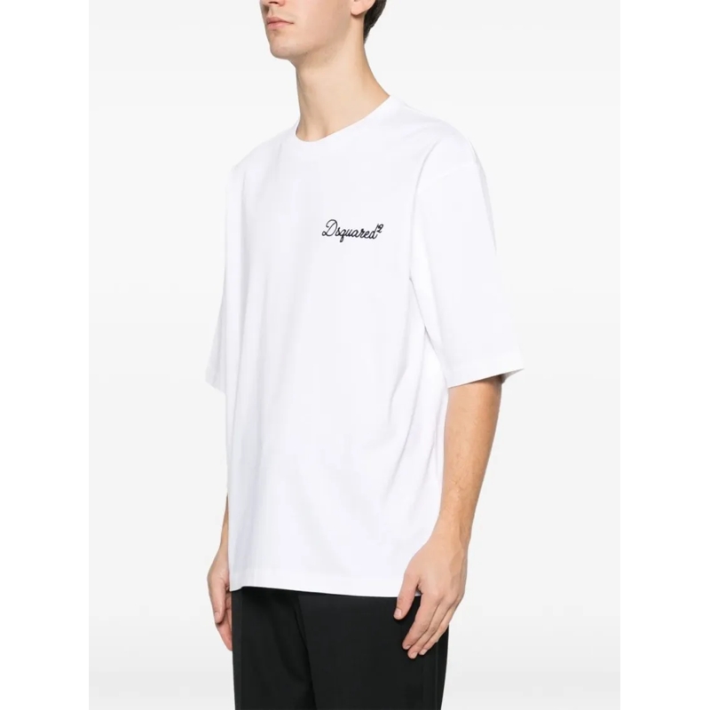 Dsquared2 T-Shirt Minimalist White Cotton T-Shirt With Logo White(Image 4)