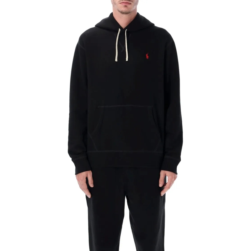 Polo Ralph Lauren  Cotton-Blend Fleece Hoodie With Adjustable Drawstr Black