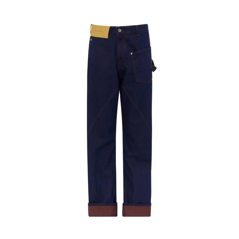J.W.Anderson Jeans Turned-Up Twisted Jeans With Logo Detail And Contr Blue