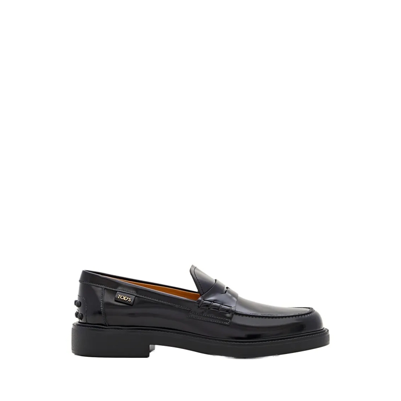 Tod's Ballerines Polished Leather Loafers With Rounded Toe Black
