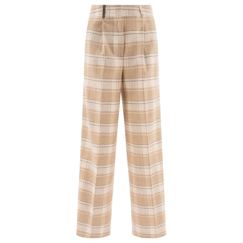 Peserico  Check Wool Trousers Neutrals