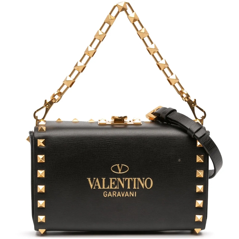 Valentino Garavani Sac à bandoulière Leather Rockstud Alcove Box Satchel schwarz