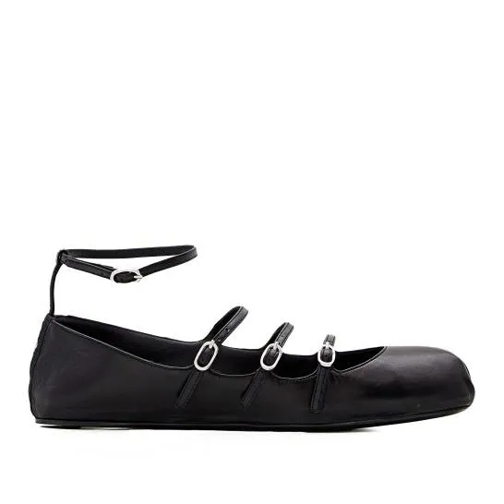 Alexander McQueen Ballerine Leather Ballerina Flat Black