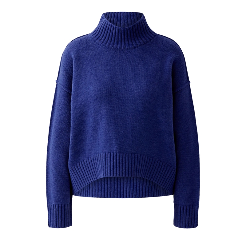 Oui Rollkragenpullover Pullover blau